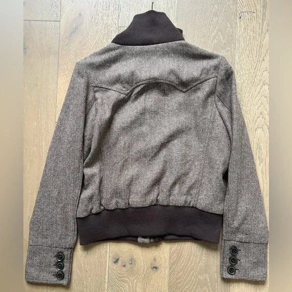 Delias Wool Ronnie Herring Brown Bomber Jacket NWT! dELiA*S - Picture 8 of 12